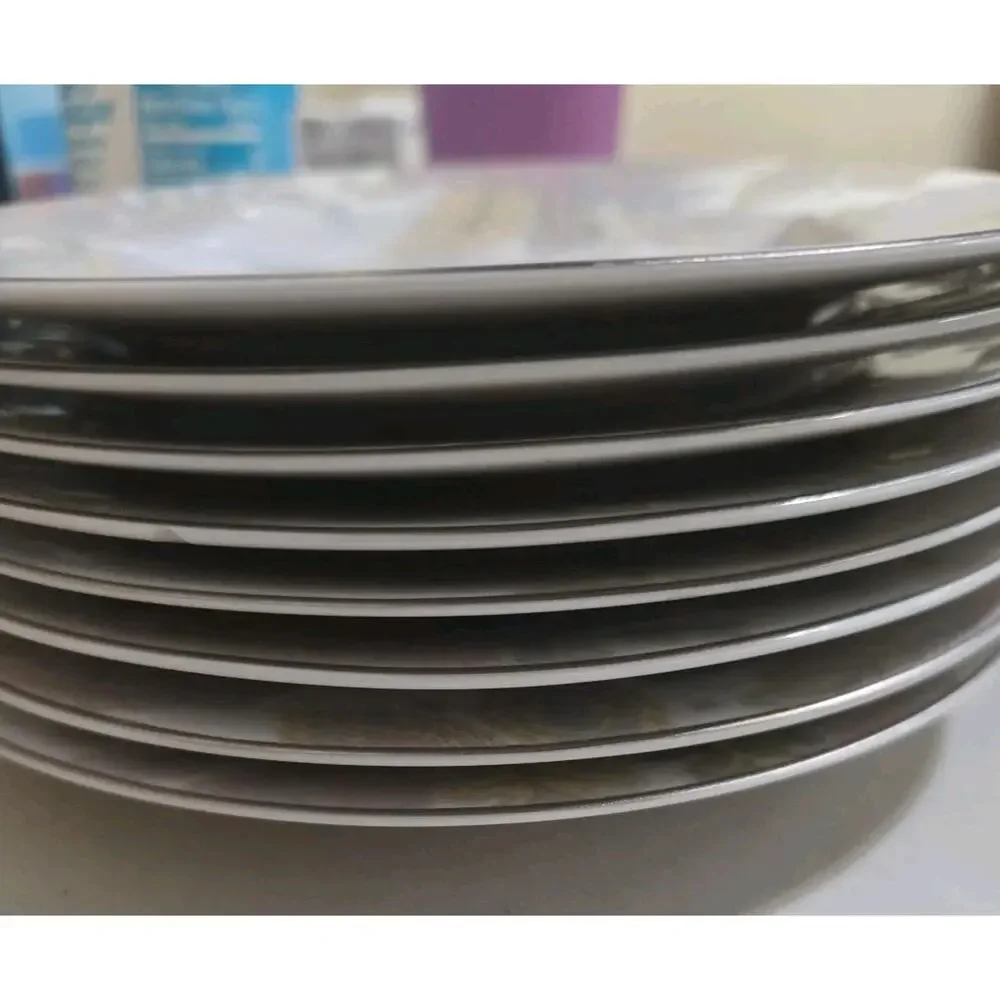 Lauren Ralph Lauren Satin Paisley Platinum Salad Plates Set of 8 8.25